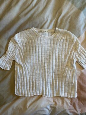 Everlane Gauzy Short Sleeve Ribbed Knit Top